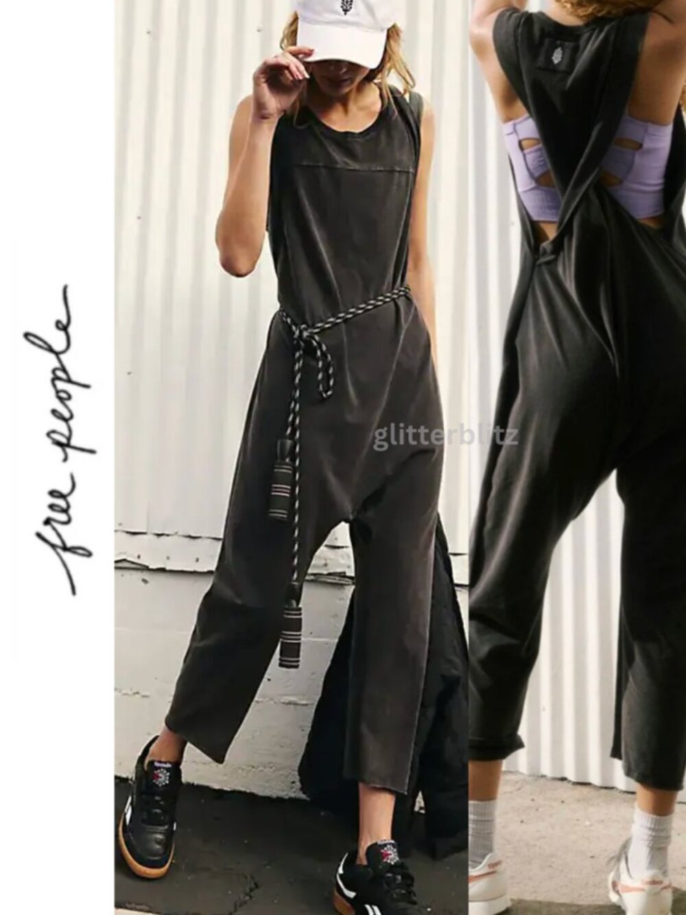Free People Hot Shot Onesie Twisted in Washed Black 🖤 Factory Sealed